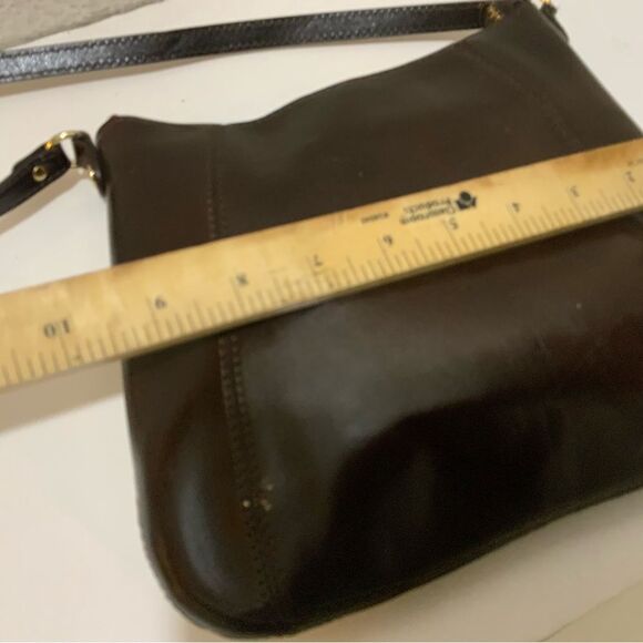 Monsac Purse Dark Brown Patent Shiny leather shoulder bag small - Picture 10 of 13